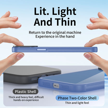 ELECTROPRIME For iPhone 15 Plus Frame Two Color Lens Ring TPU Phone Case(Blue)