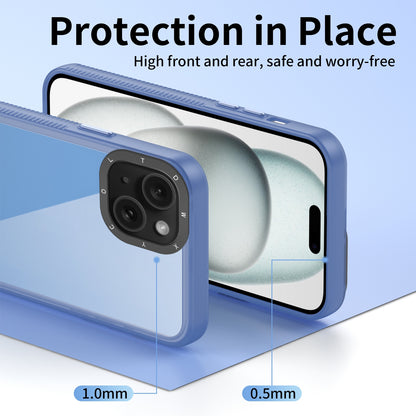 ELECTROPRIME For iPhone 15 Plus Frame Two Color Lens Ring TPU Phone Case(Blue)