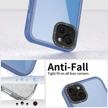 ELECTROPRIME For iPhone 15 Plus Frame Two Color Lens Ring TPU Phone Case(Blue)