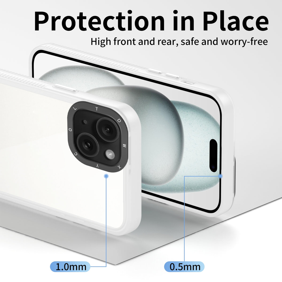 ELECTROPRIME For iPhone 15 Frame Two Color Lens Ring TPU Phone Case(Transparent)