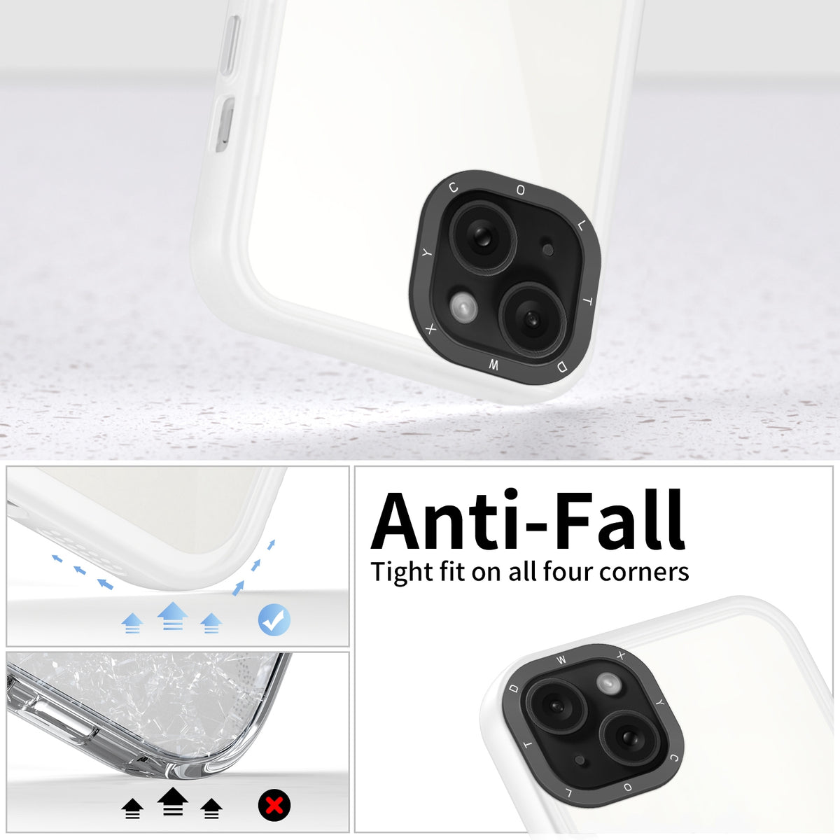 ELECTROPRIME For iPhone 15 Frame Two Color Lens Ring TPU Phone Case(Transparent)