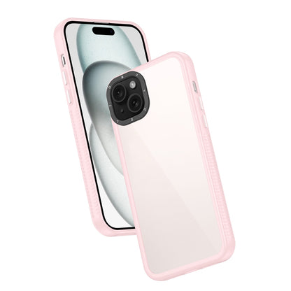 ELECTROPRIME For iPhone 15 Frame Two Color Lens Ring TPU Phone Case(Pink)