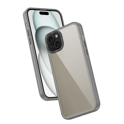 ELECTROPRIME For iPhone 15 Frame Two Color Lens Ring TPU Phone Case(Black)