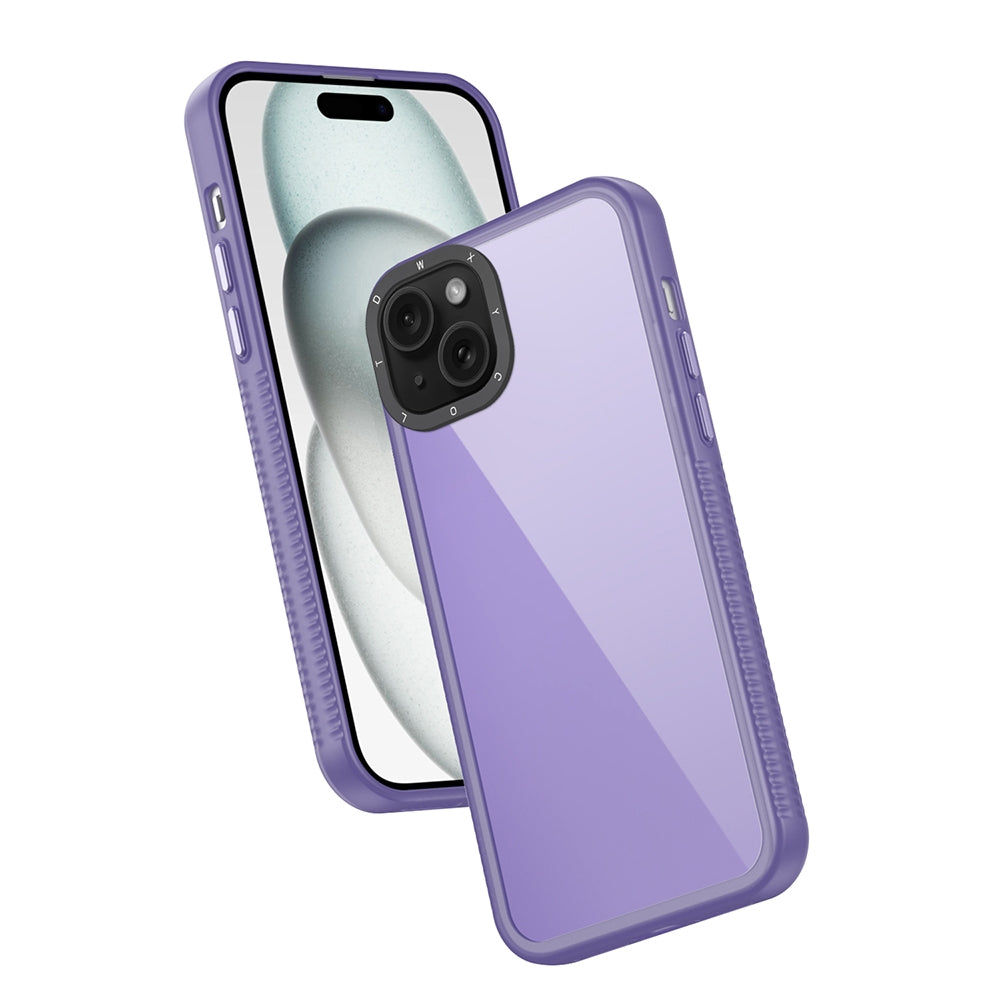 ELECTROPRIME For iPhone 15 Frame Two Color Lens Ring TPU Phone Case(Purple)