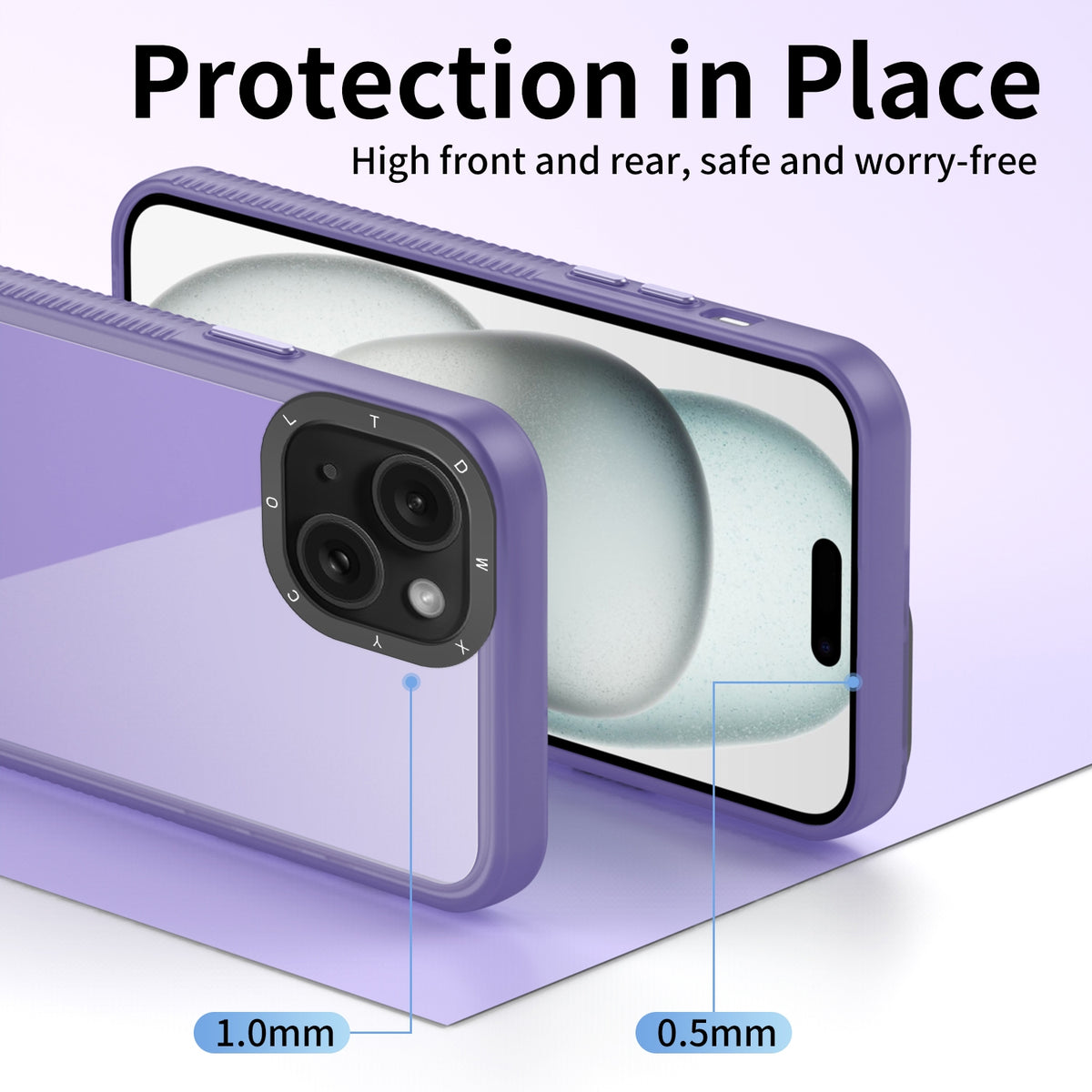 ELECTROPRIME For iPhone 15 Frame Two Color Lens Ring TPU Phone Case(Purple)