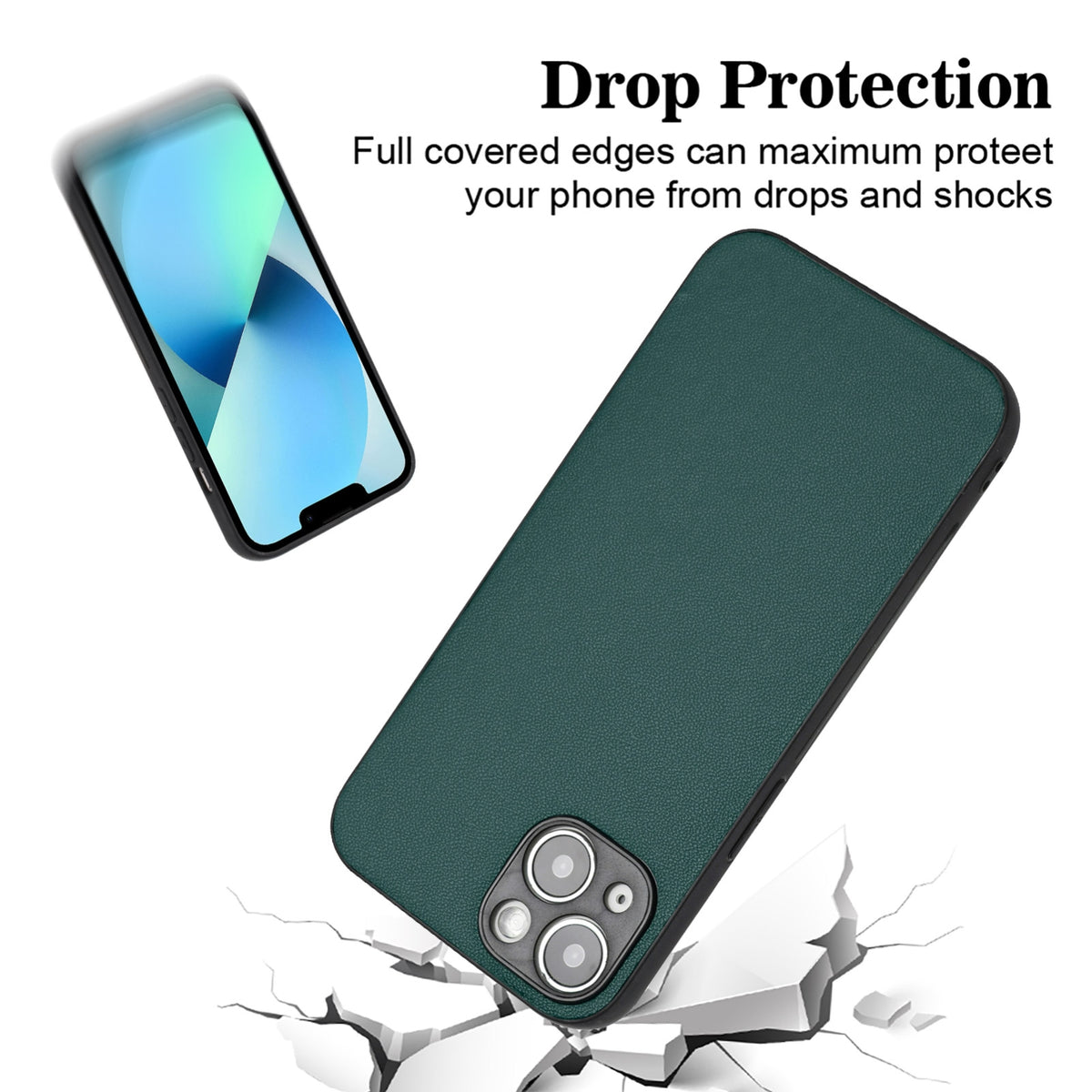 ELECTROPRIME For iPhone 15 Plus R20 Leather Pattern Phone Single Case(Green)