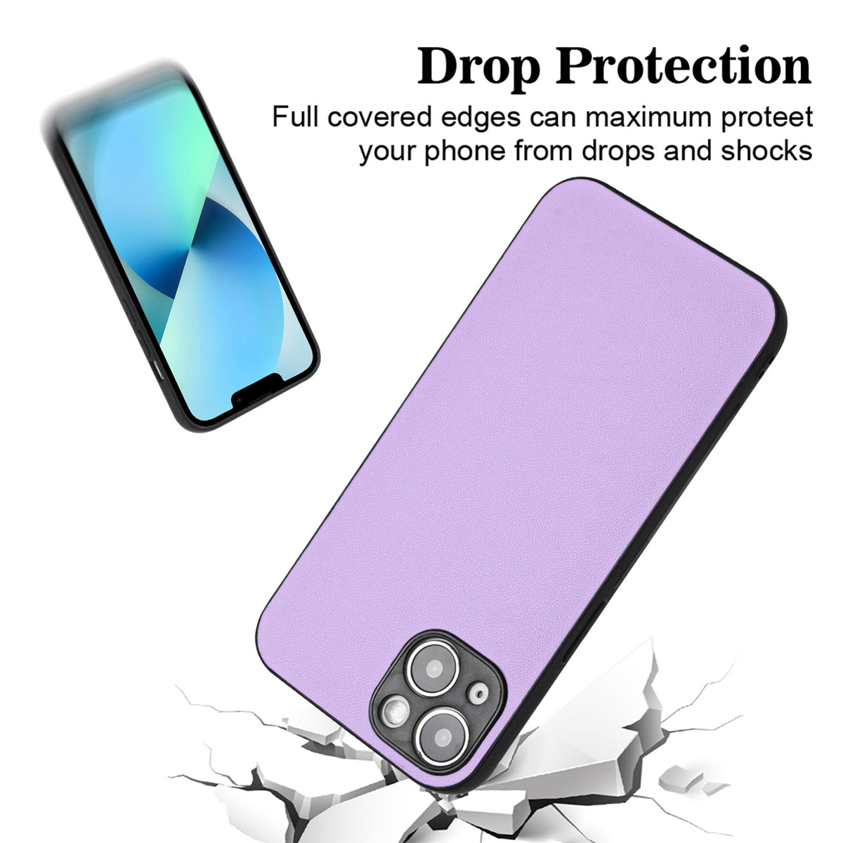 ELECTROPRIME For iPhone 15 R20 Leather Pattern Phone Single Case(Purple)
