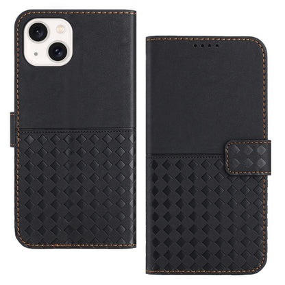 ELECTROPRIME For iPhone 15 Plus Woven Embossed RFID Blocking Leather Phone Case(Black)