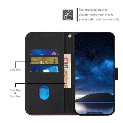 ELECTROPRIME For iPhone 15 Plus Woven Embossed RFID Blocking Leather Phone Case(Black)