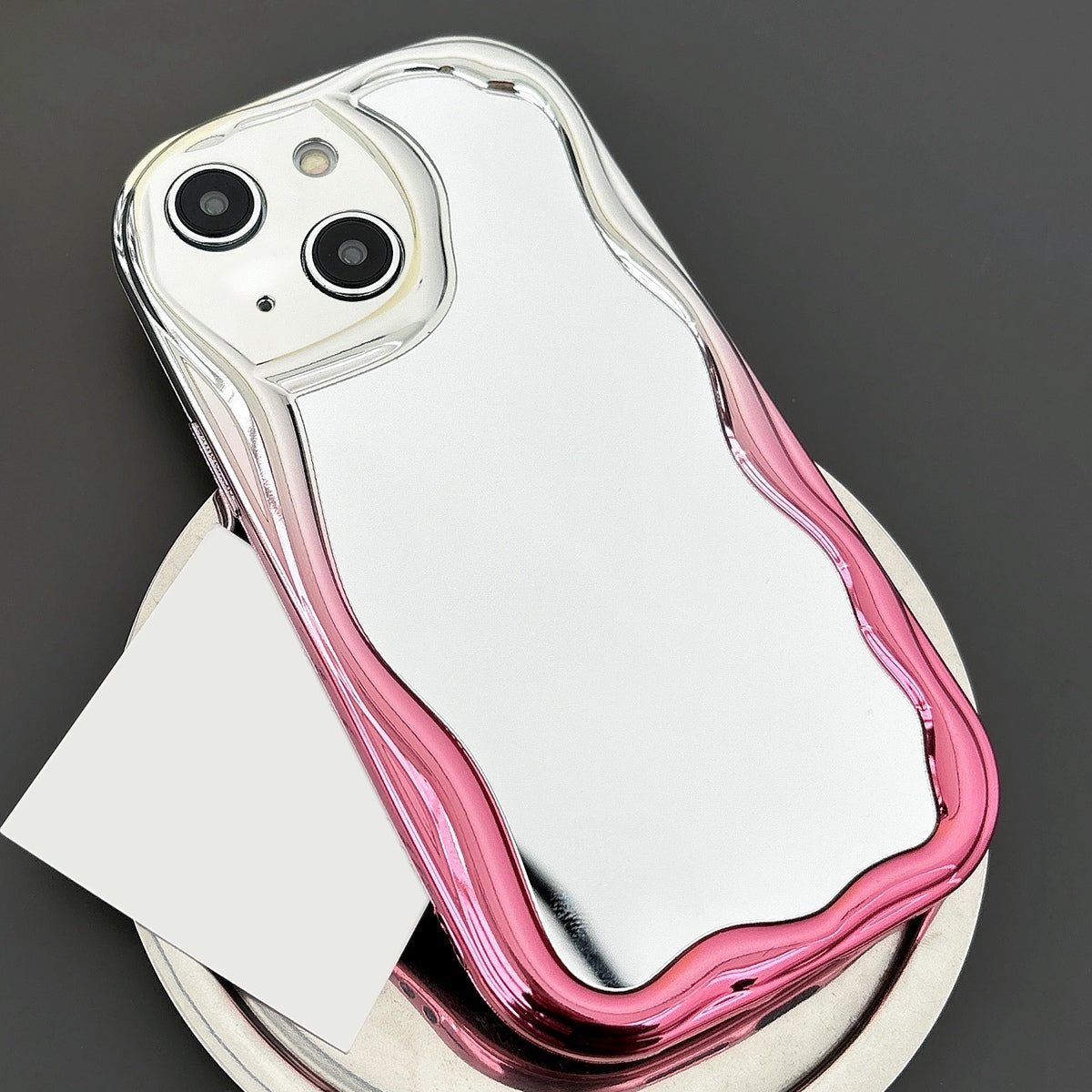 ELECTROPRIME For iPhone 15 Plus Gradient Wave Mirror TPU Phone Case(Rose Red)