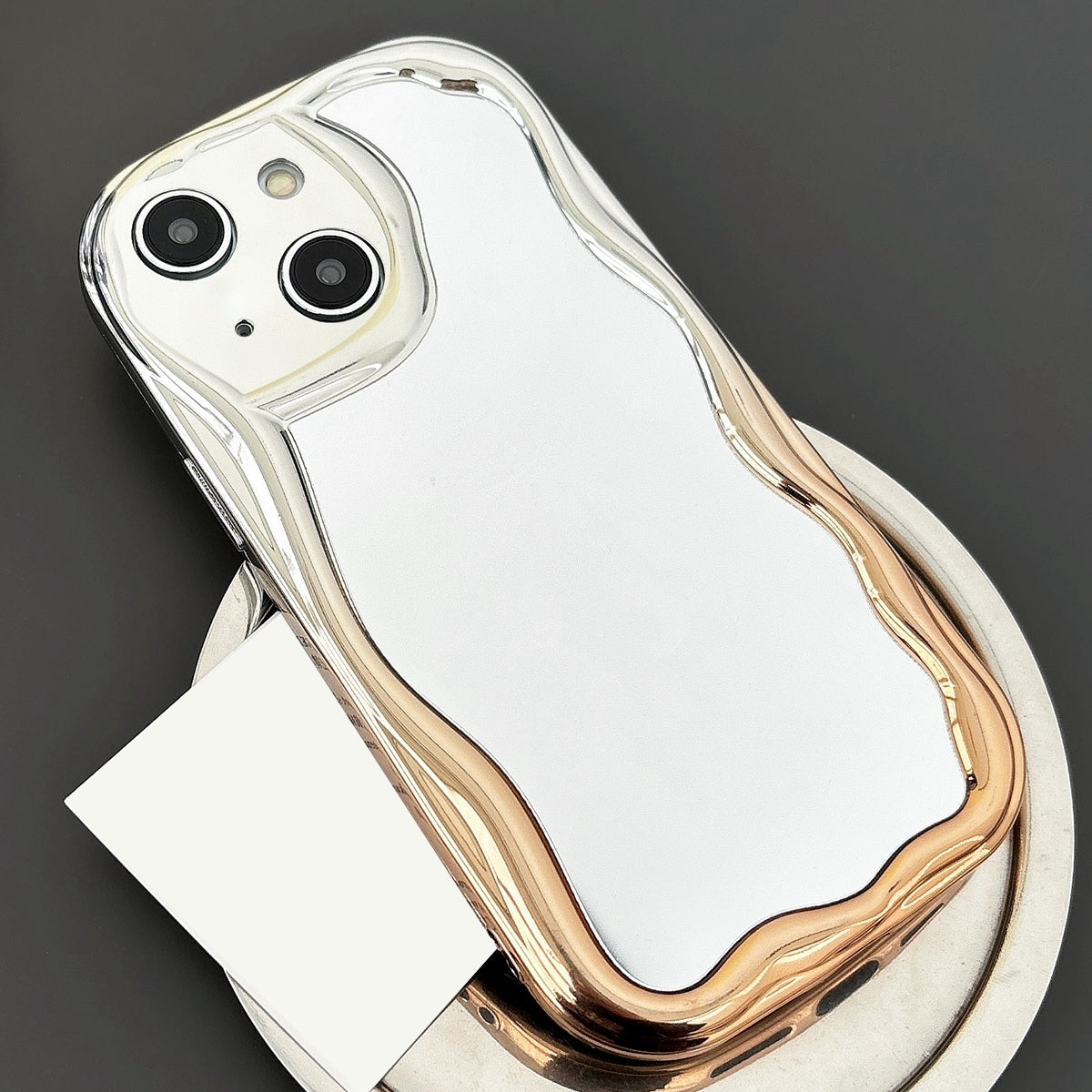 ELECTROPRIME For iPhone 15 Gradient Wave Mirror TPU Phone Case(Gold)