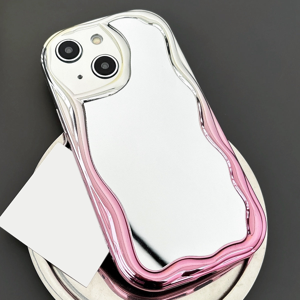 ELECTROPRIME For iPhone 15 Gradient Wave Mirror TPU Phone Case(Pink)