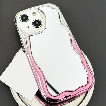 ELECTROPRIME For iPhone 15 Gradient Wave Mirror TPU Phone Case(Pink)