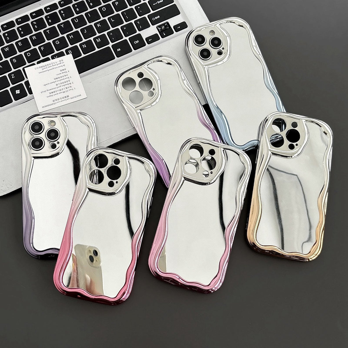 ELECTROPRIME For iPhone 15 Plus Gradient Wave Mirror TPU Phone Case(Rose Red)