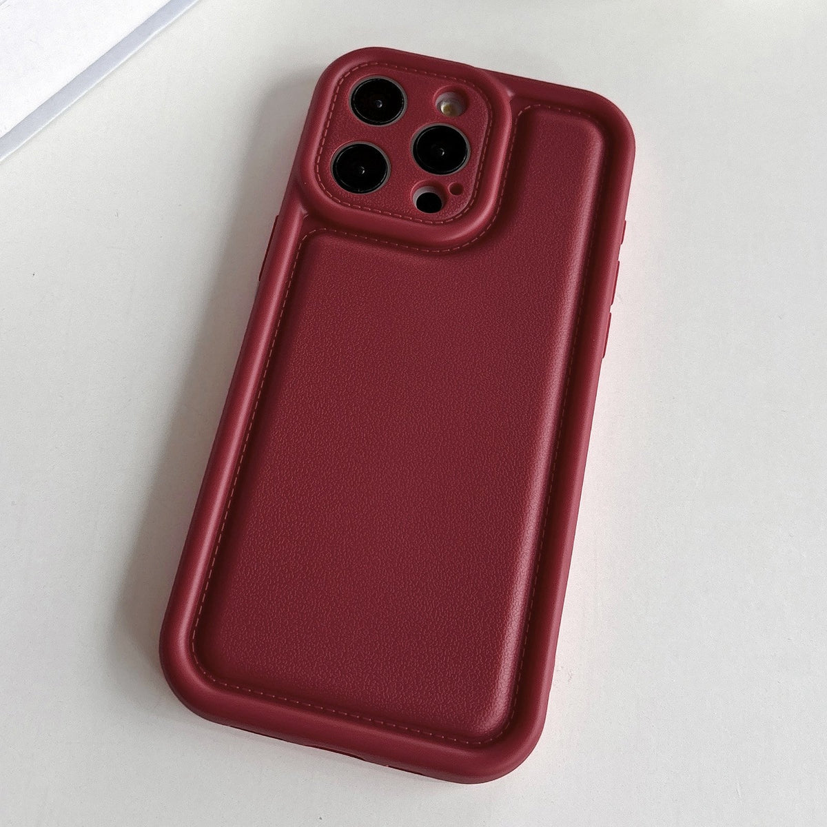 ELECTROPRIME For iPhone 15 Frosted Leather Texture TPU Phone Case(Wine Red)