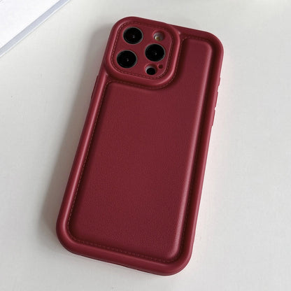 ELECTROPRIME For iPhone 15 Frosted Leather Texture TPU Phone Case(Wine Red)