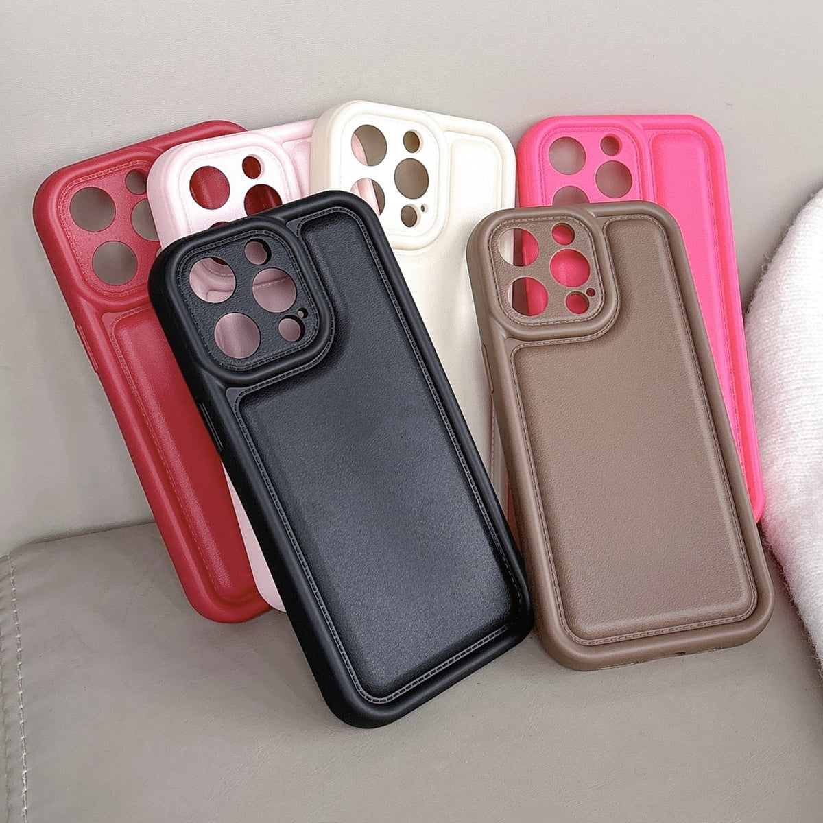 ELECTROPRIME For iPhone 15 Plus Frosted Leather Texture TPU Phone Case(Black)