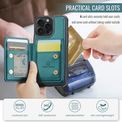 ELECTROPRIME For iPhone 15 Plus JEEHOOD J05 Business Magnetic Style RFID Leather Phone Case(Blue Green)