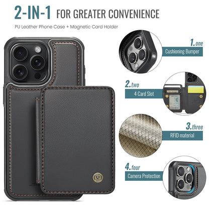 ELECTROPRIME For iPhone 15 JEEHOOD J05 Business Magnetic Style RFID Leather Phone Case(Black)