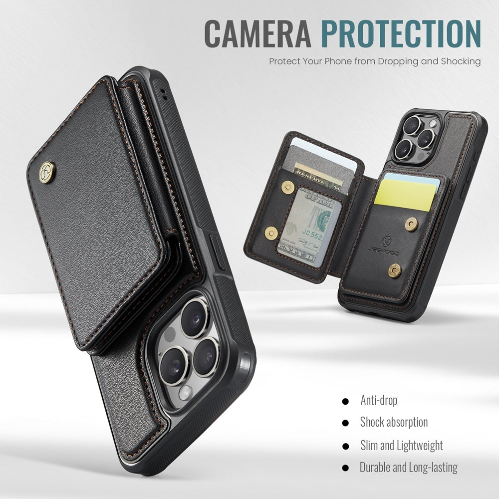 ELECTROPRIME For iPhone 15 JEEHOOD J05 Business Magnetic Style RFID Leather Phone Case(Black)
