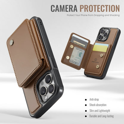 ELECTROPRIME For iPhone 15 JEEHOOD J05 Business Magnetic Style RFID Leather Phone Case(Brown)