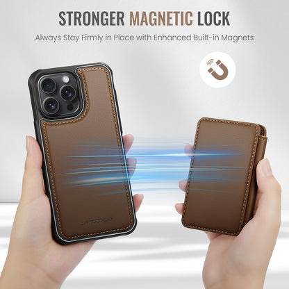 ELECTROPRIME For iPhone 15 JEEHOOD J05 Business Magnetic Style RFID Leather Phone Case(Brown)