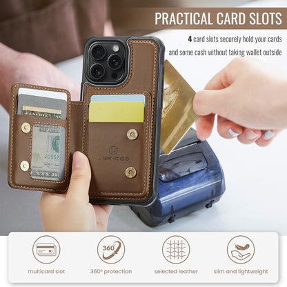 ELECTROPRIME For iPhone 15 JEEHOOD J05 Business Magnetic Style RFID Leather Phone Case(Brown)