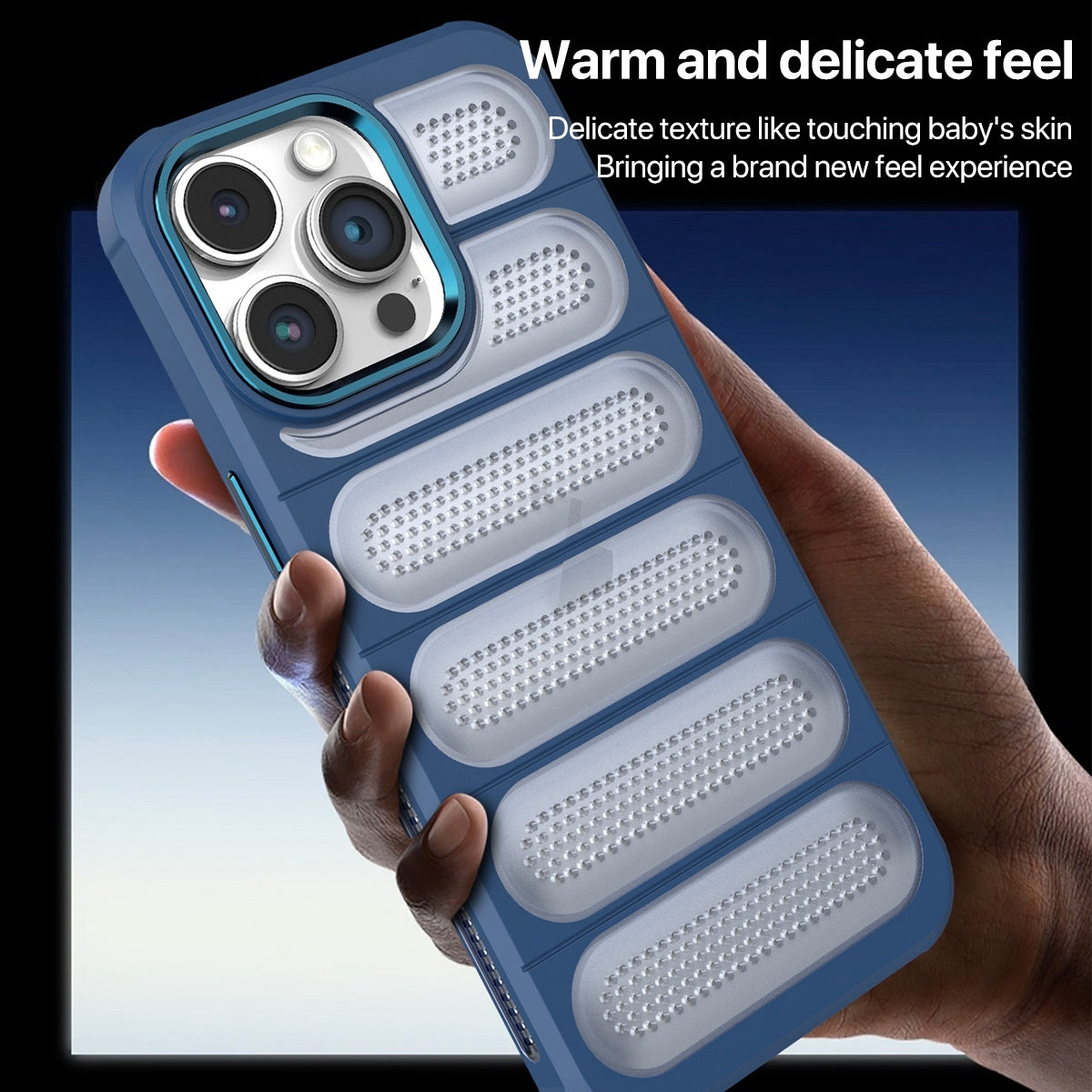 ELECTROPRIME For iPhone 15 Plus Cooling Armor Translucent Mesh Breathable Phone Case(Blue)
