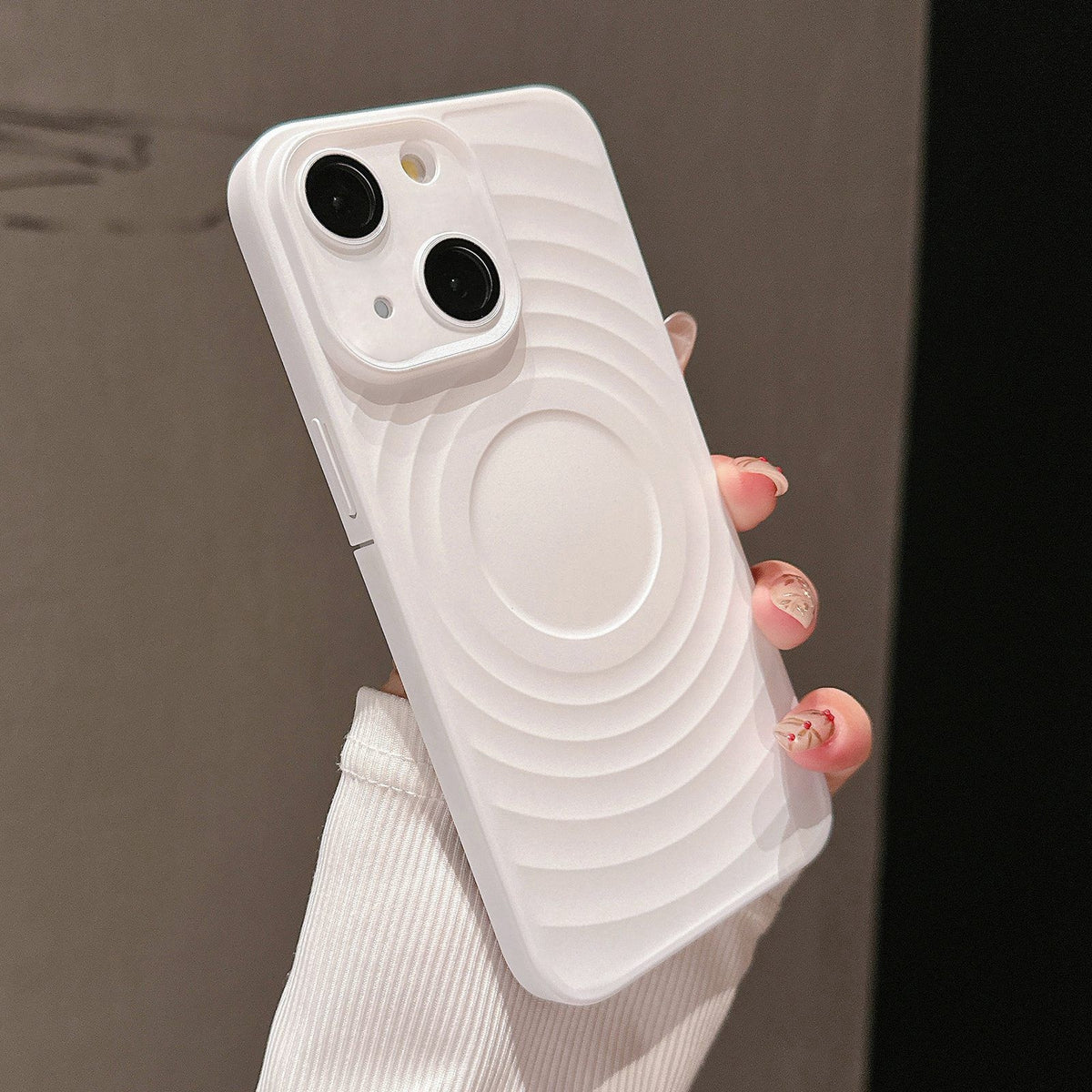 ELECTROPRIME For iPhone 15 Wave Texture PC Shockproof Phone Case(White)