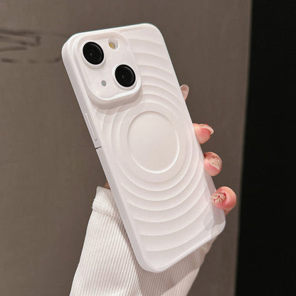 ELECTROPRIME For iPhone 15 Wave Texture PC Shockproof Phone Case(White)