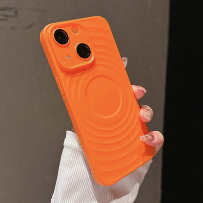 ELECTROPRIME For iPhone 15 Wave Texture PC Shockproof Phone Case(Orange)