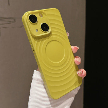ELECTROPRIME For iPhone 15 Wave Texture PC Shockproof Phone Case(Avocado Green)