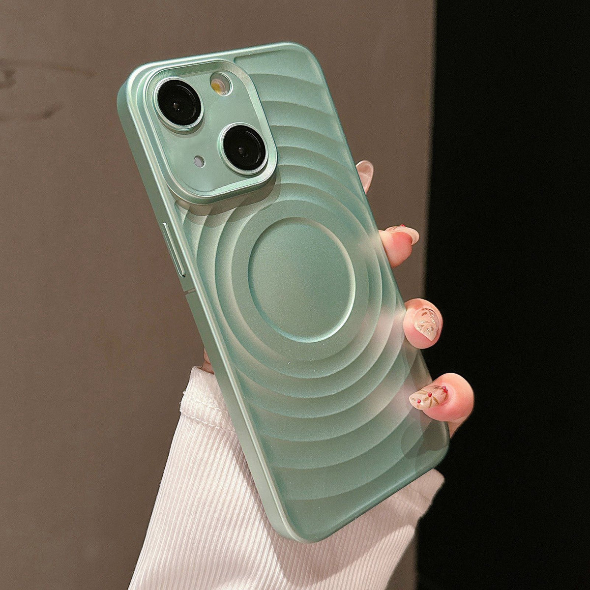 ELECTROPRIME For iPhone 15 Wave Texture PC Shockproof Phone Case(Cyan)