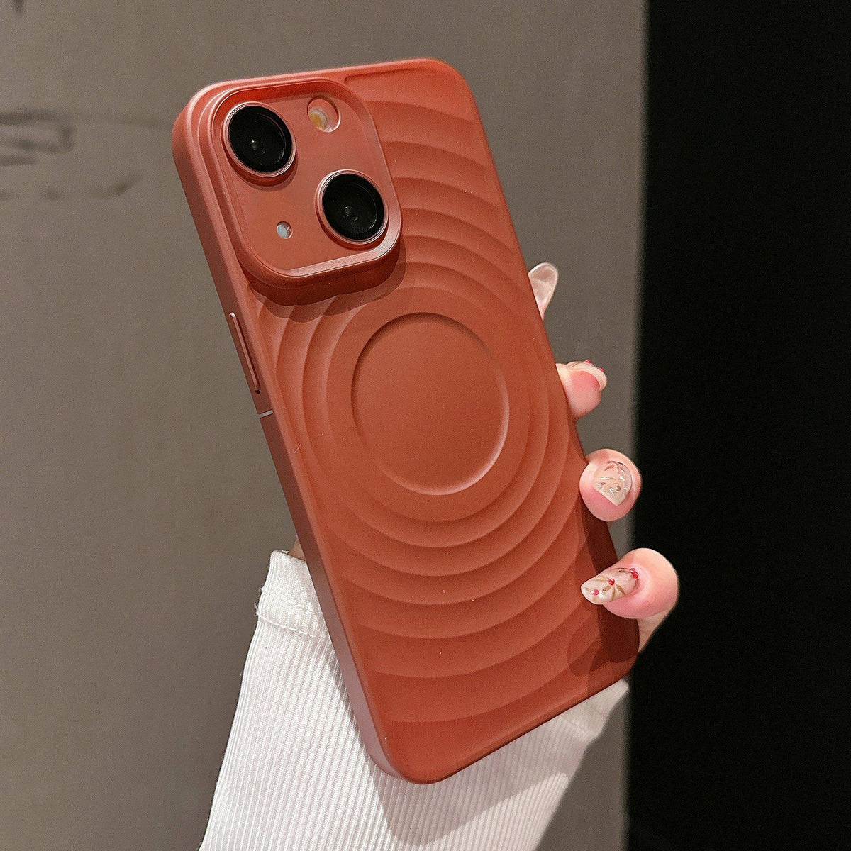 ELECTROPRIME For iPhone 15 Wave Texture PC Shockproof Phone Case(Maroon Red)