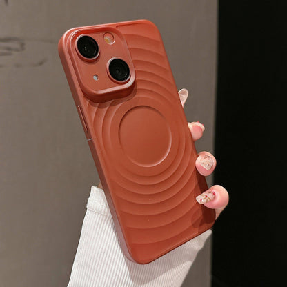 ELECTROPRIME For iPhone 15 Wave Texture PC Shockproof Phone Case(Maroon Red)