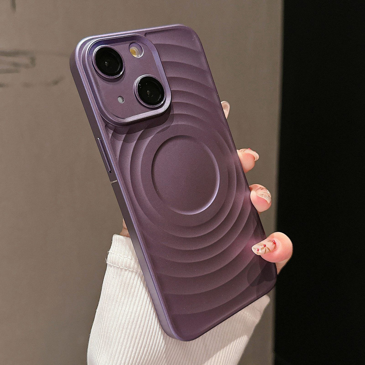 ELECTROPRIME For iPhone 15 Wave Texture PC Shockproof Phone Case(Purple)