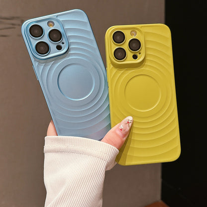 ELECTROPRIME For iPhone 15 Wave Texture PC Shockproof Phone Case(Avocado Green)