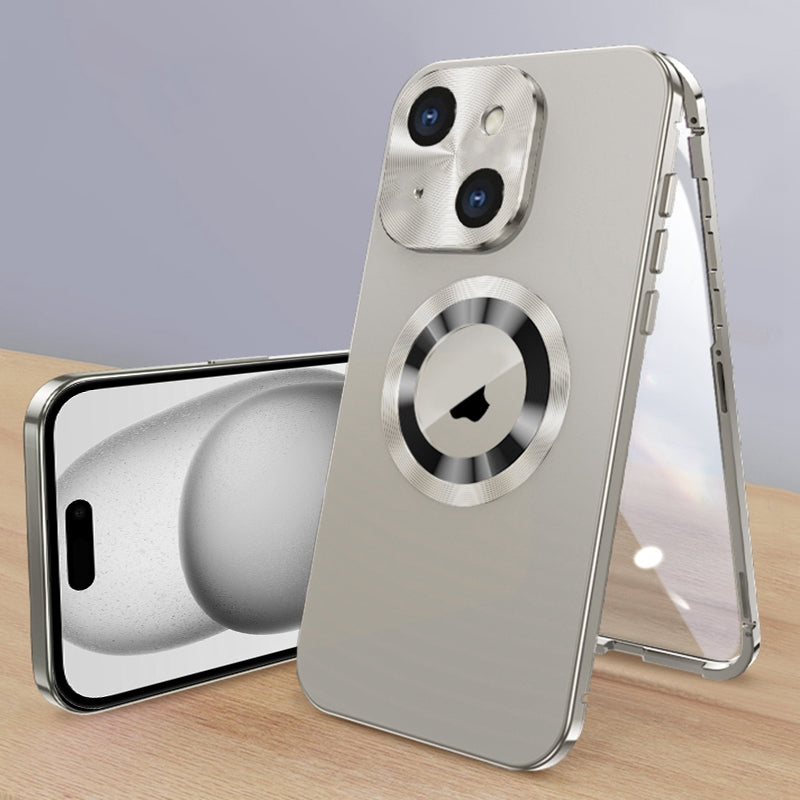 ELECTROPRIME For iPhone 15 Magnetic HD Tempered Glass Phone Case(Titanium)