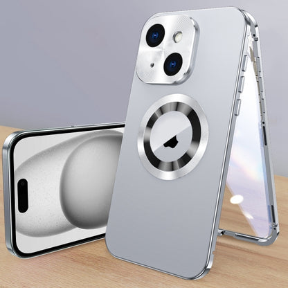 ELECTROPRIME For iPhone 15 Magnetic HD Tempered Glass Phone Case(Silver)