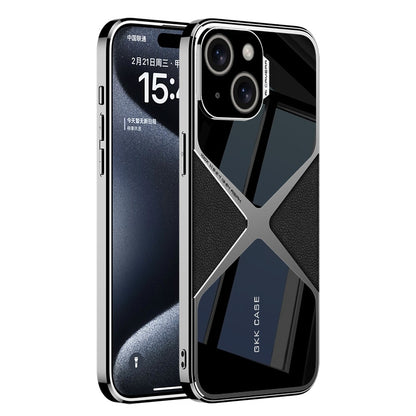 ELECTROPRIME For iPhone 15 GKK Leather Electroplating Supersonic Speed Shockproof Phone Case(Black)