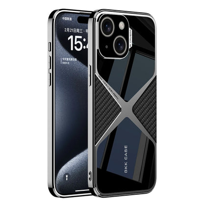 ELECTROPRIME For iPhone 15 GKK Leather Electroplating Supersonic Speed Shockproof Phone Case(Carbon Fibre)