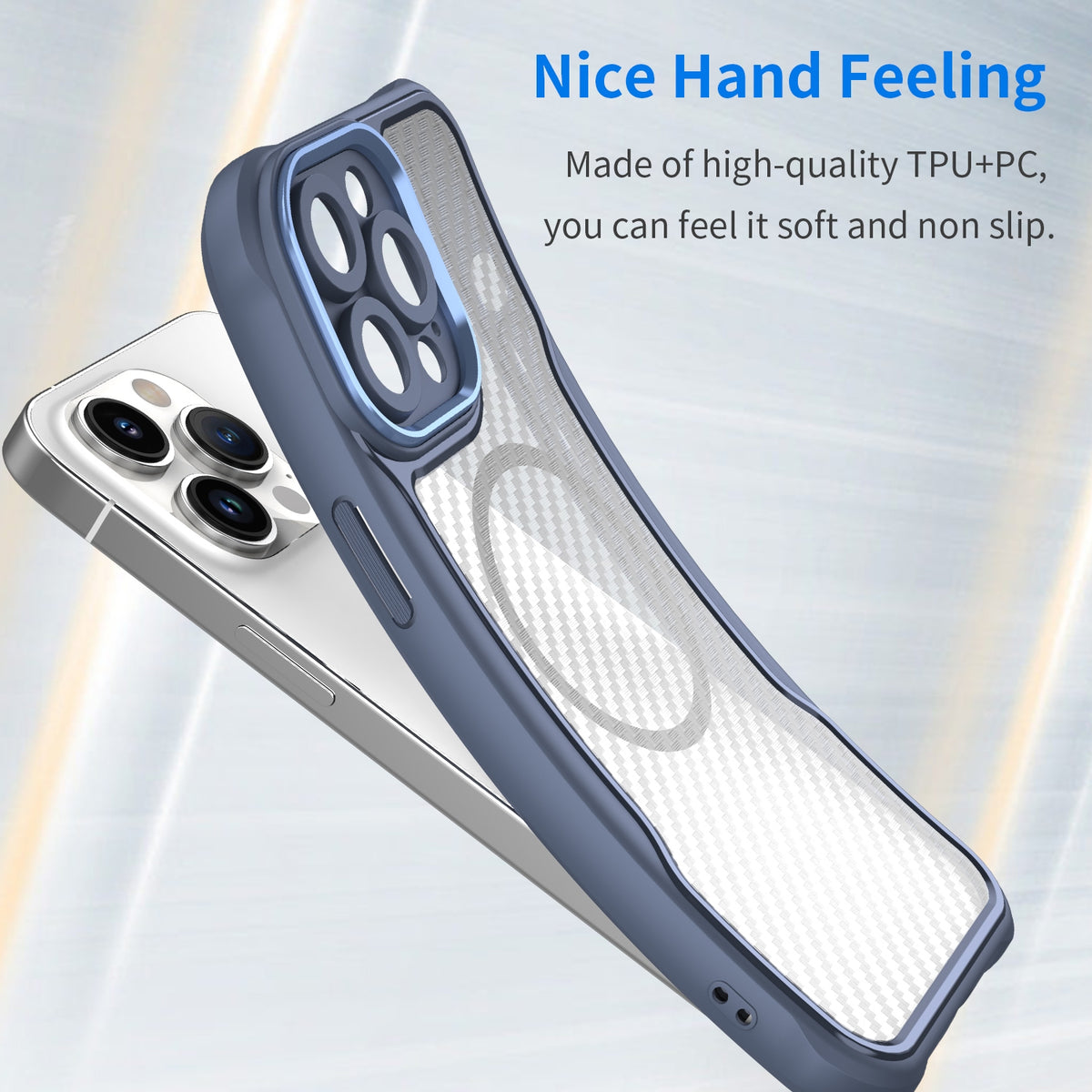 ELECTROPRIME For iPhone 15 Plus / 14 Plus Carbon Fiber Texture MagSafe Translucent Phone Case(Blue)