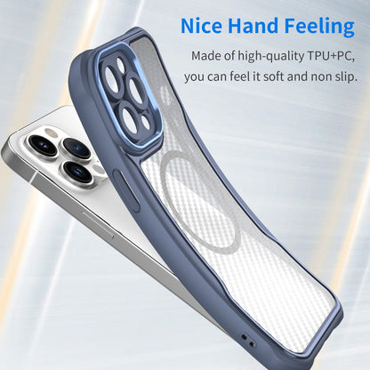 ELECTROPRIME For iPhone 15 Plus / 14 Plus Carbon Fiber Texture MagSafe Translucent Phone Case(Blue)