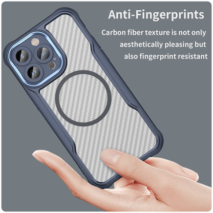 ELECTROPRIME For iPhone 15 Plus / 14 Plus Carbon Fiber Texture MagSafe Translucent Phone Case(Blue)