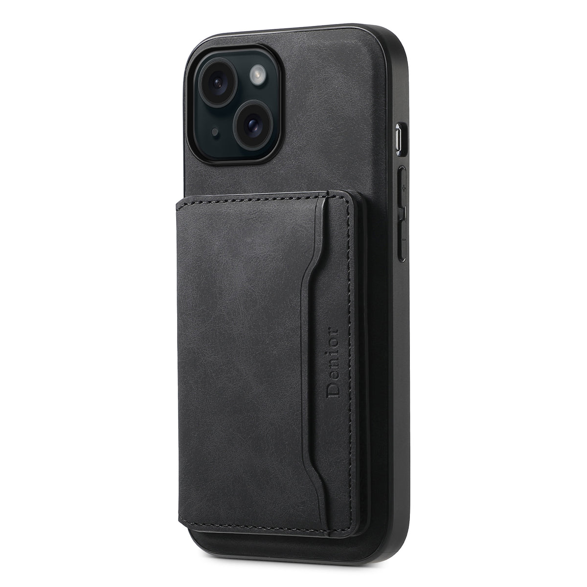 ELECTROPRIME For iPhone 15 Denior D13 Retro Texture Leather MagSafe Card Bag Phone Case(Black)