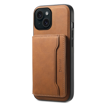 ELECTROPRIME For iPhone 15 Denior D13 Retro Texture Leather MagSafe Card Bag Phone Case(Brown)