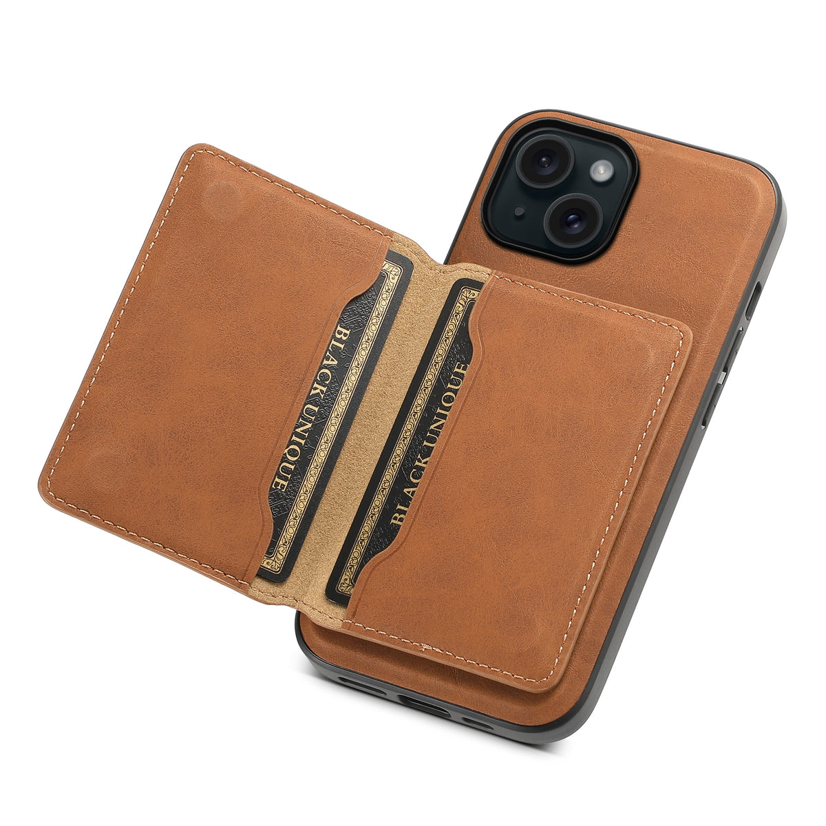 ELECTROPRIME For iPhone 15 Denior D13 Retro Texture Leather MagSafe Card Bag Phone Case(Brown)