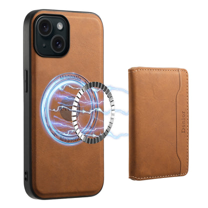 ELECTROPRIME For iPhone 15 Denior D13 Retro Texture Leather MagSafe Card Bag Phone Case(Brown)