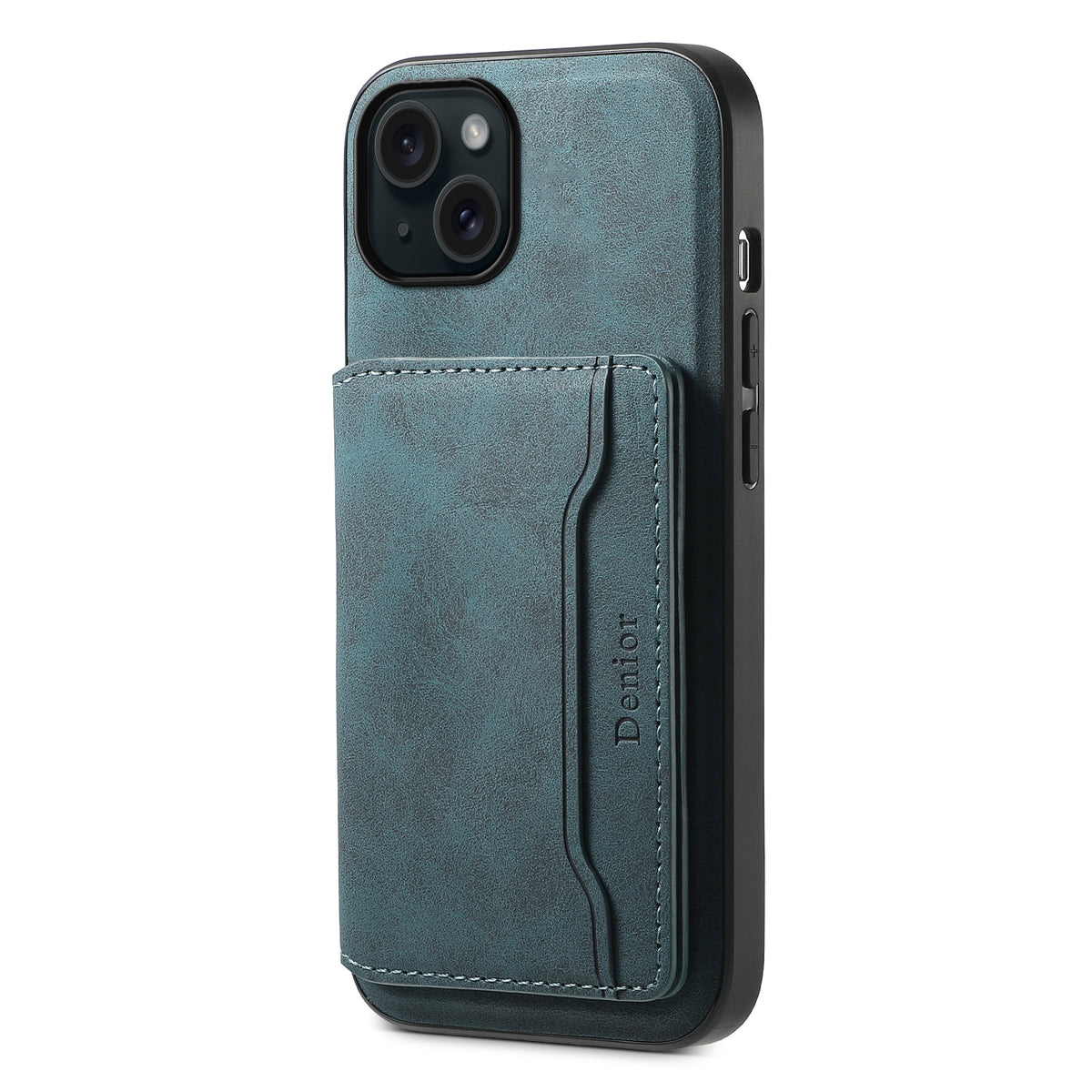 ELECTROPRIME For iPhone 15 Plus Denior D13 Retro Texture Leather MagSafe Card Bag Phone Case(Blue)