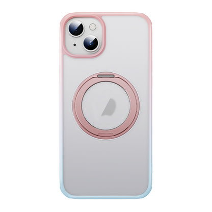ELECTROPRIME For iPhone 15 MagSafe Holder PC Hybrid TPU Phone Case(Pink Blue)